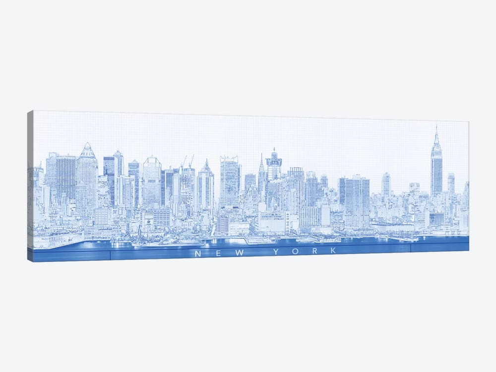 Digital Sketch Of Manhattan Skyline, NYC, USA II by Panoramic Images 1-piece Canvas Wall Art