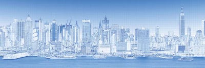 Digital Sketch Of Manhattan Skyline, NYC, USA III by Panoramic Images canvas print