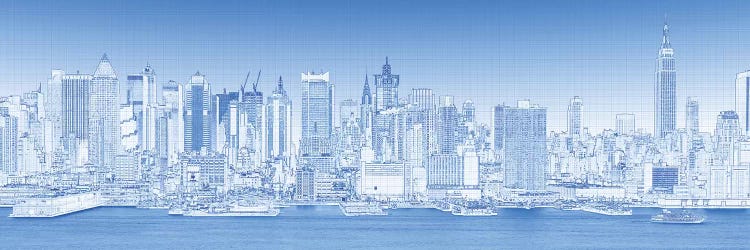 Digital Sketch Of Manhattan Skyline, NYC, USA III by Panoramic Images wall art