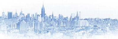 Digital Sketch Of Manhattan Skyline, NYC, USA IV by Panoramic Images canvas print