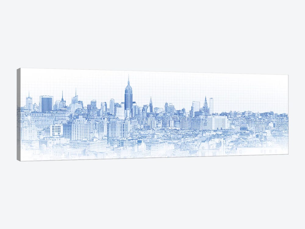 Digital Sketch Of Manhattan Skyline, NYC, USA IV by Panoramic Images 1-piece Canvas Artwork