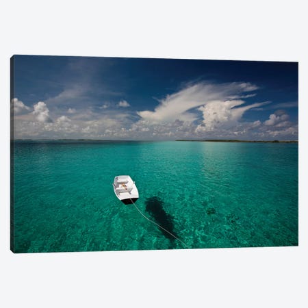 Dinghy In Clear Turquoise Water, Great Exuma Island, Bahamas Canvas Print #PIM14620} by Panoramic Images Canvas Art Print