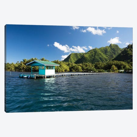 Dock In The Pacific Ocean, Moorea, Tahiti, French Polynesia Canvas Print #PIM14623} by Panoramic Images Canvas Print