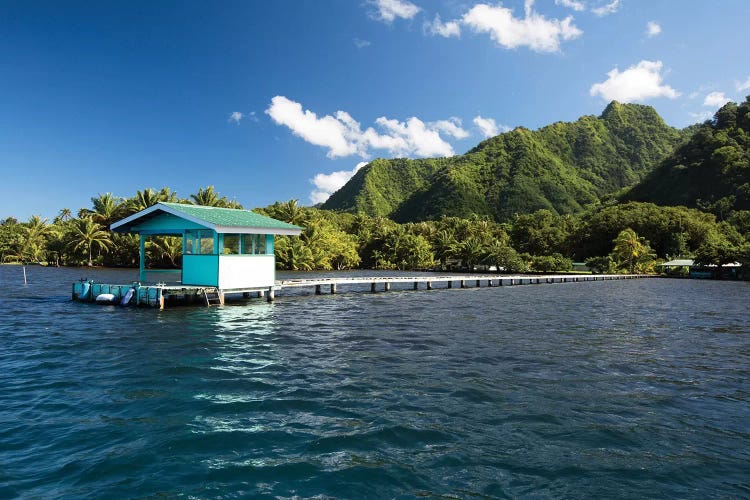 Dock In The Pacific Ocean, Moorea, Tahiti, French Polynesia by Panoramic Images wall art