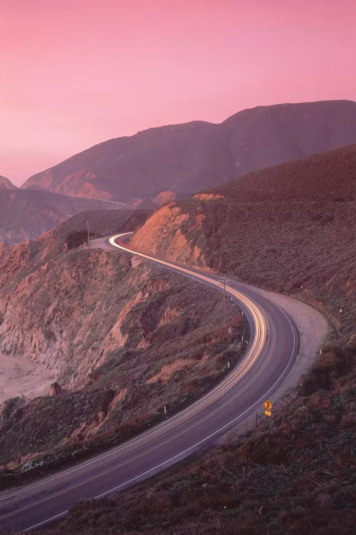 Elevated View Of The California State Route 1 At Dusk, Pacific Coast, California, USA