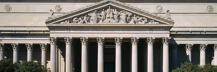 Facade Of The National Archives Building, Washington D.C., USA