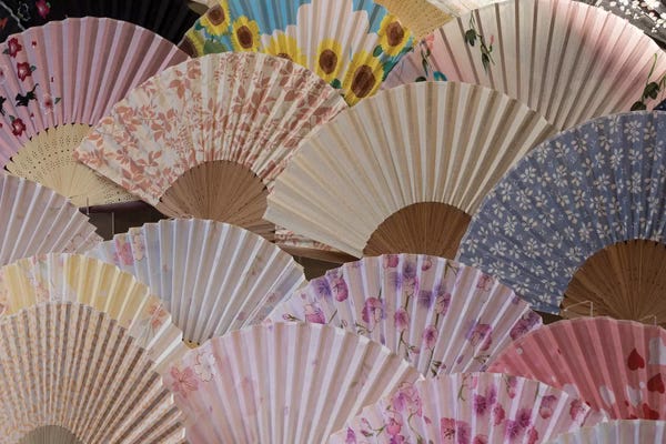 Japanese Culture: Fans For Sale At A Market Stall, Kyoto Prefecture, Japan by Panoramic Images
