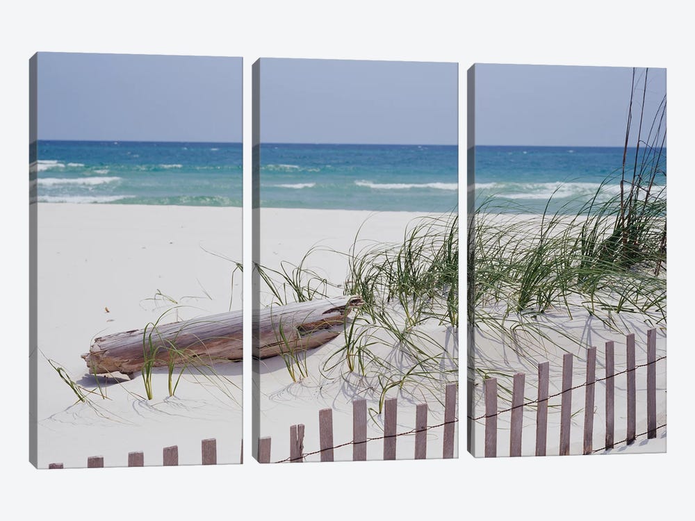 Fence On The Beach, Alabama, Gulf Of Mexico, USA by Panoramic Images 3-piece Canvas Art Print