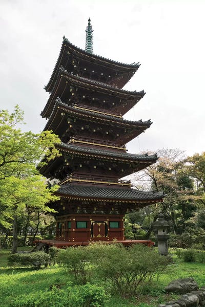 Pagodas: Five-Storied Pagoda At Ueno Park, Tokyo, Japan by Panoramic Images