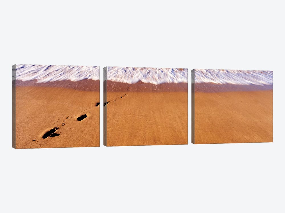 Footprints In Sand On The Beach, Hawaii, USA by Panoramic Images 3-piece Canvas Artwork