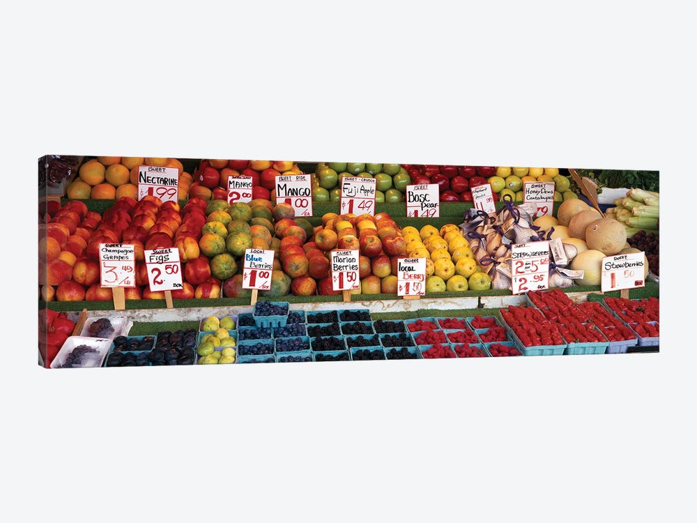 Fruits At A Market Stall, Pike Place Market, Seattle, King County, Washington State, USA by Panoramic Images 1-piece Canvas Art Print