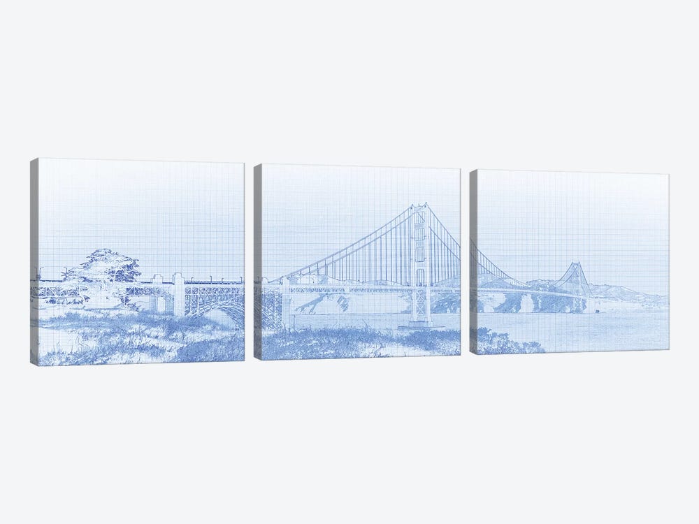 Golden Gate Bridge, San Francisco, San Francisco County, California, USA by Panoramic Images 3-piece Canvas Art