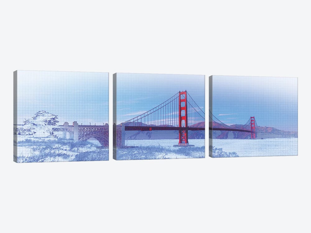 Golden Gate Bridge, San Francisco, San Francisco County, California, USA, Color by Panoramic Images 3-piece Art Print