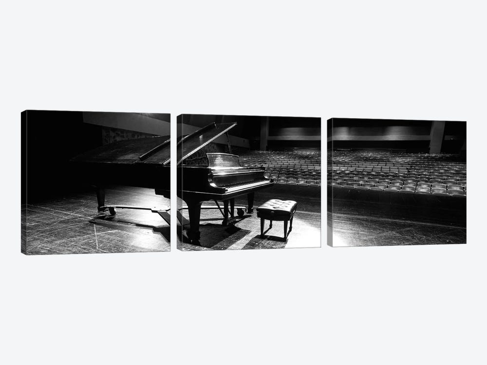 Grand Piano On A Concert Hall Stage, University Of Hawaii, Hilo, Hawaii, USA II by Panoramic Images 3-piece Canvas Wall Art