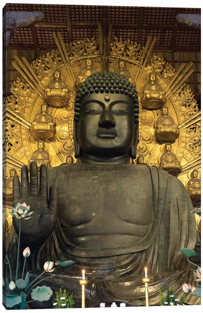 Great Buddha Statue In Todaiji Temple, Nara Prefecture, Japan Canvas Art Print - Buddhism Art