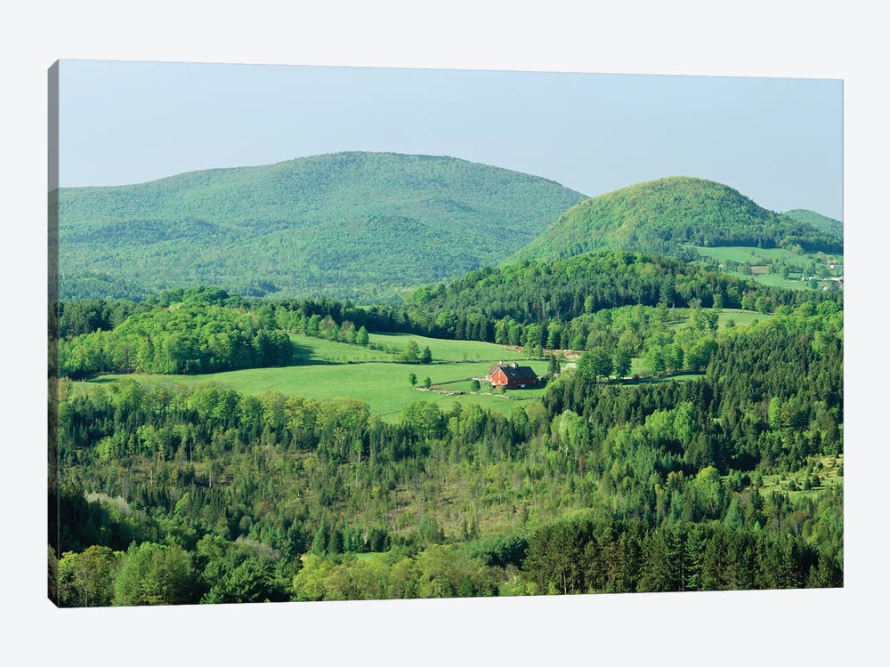 High Angle View Of A Barn In A Field Surrounded By A Forest, Peacham, Caledonia County, Vermont, USA by Panoramic Images 1-piece Canvas Art Print