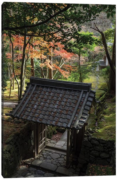 High Angle View Of Entrance Gate At Saihoji Temple, Kyoti Prefecture, Japan Canvas Art Print - Kyoto