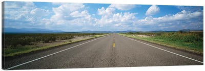 Highway Passing Through A Landscape, Texas, USA Canvas Art Print - Texas Art
