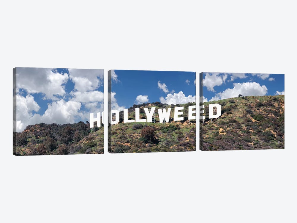 Hollywood Sign Changed To Hollyweed, Los Angeles, California, USA 3-piece Canvas Wall Art