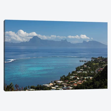 Houses In A Village On The Coast, Moorea, Tahiti, French Polynesia Canvas Print #PIM14697} by Panoramic Images Canvas Print