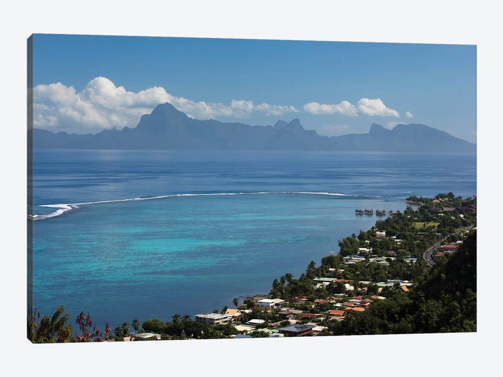 Houses In A Village On The Coast, Moorea, Tahiti, French Polynesia by Panoramic Images 1-piece Canvas Art