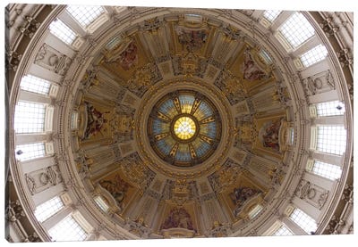 Interior Of Dome Of Berlin Cathedral, Berlin, Germany Canvas Art Print - Interiors