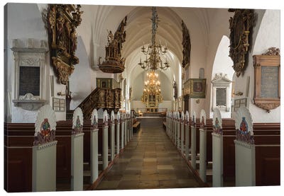 Interiors Of Budolfi Church, Aalborg, Denmark Canvas Art Print - Arches