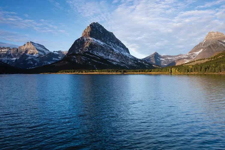 Lake With Mountain Range In The Background, Glacier National Park, Montana, USA