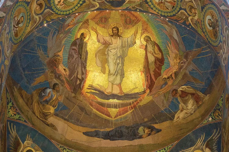 Low Angle View Of Mosaic On Ceiling, Church Of The Savior On Blood, St. Petersburg, Russia by Panoramic Images wall art