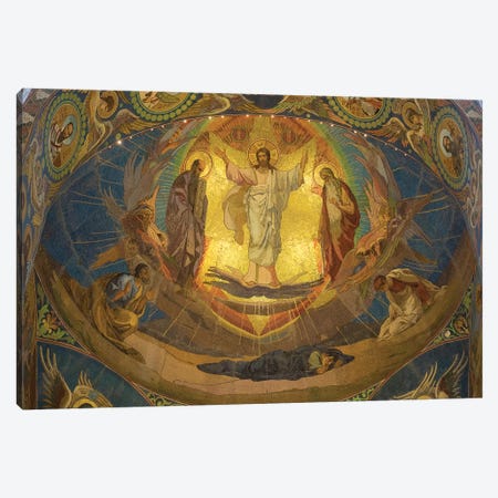 Low Angle View Of Mosaic On Ceiling, Church Of The Savior On Blood, St. Petersburg, Russia Canvas Print #PIM14728} by Panoramic Images Canvas Artwork
