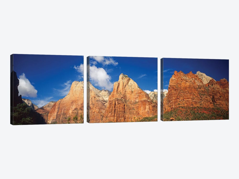 Low Angle View Of Mountains, Zion National Park, Utah, USA by Panoramic Images 3-piece Canvas Artwork