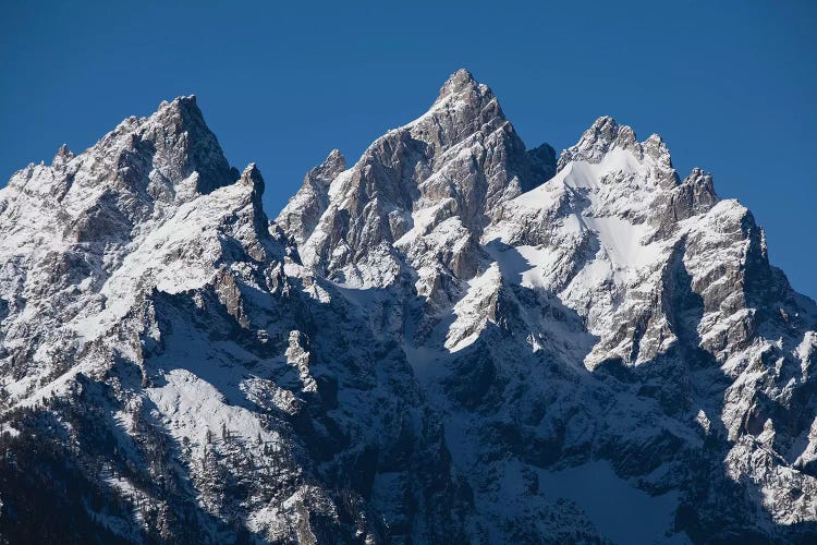Low Angle View Of Snowcapped Mountain Range, Teton Range, Grand Teton National Park, Wyoming, USA I