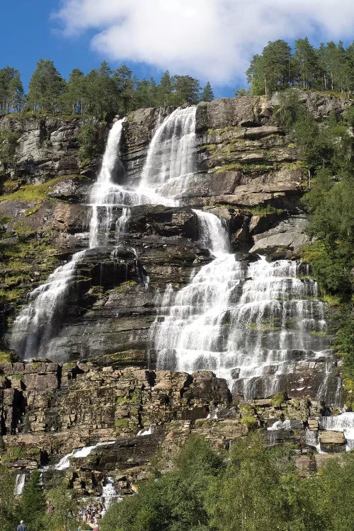 Low Angle View Of Tvindefossen Waterfall, Voss, Hordaland County, Norway