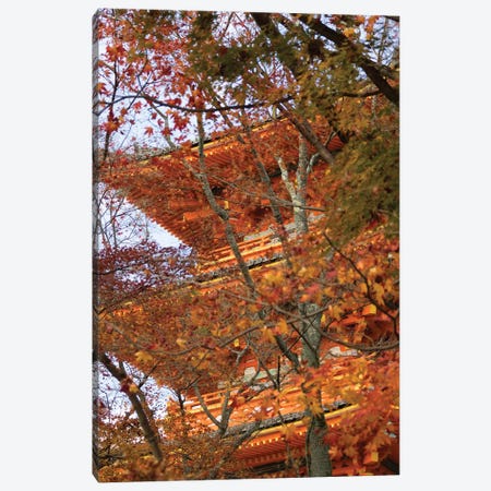Main Pagoda At Kiyomizu-Dera Temple Seen Through Fall Foliage, Kyoti Prefecture, Japan Canvas Print #PIM14737} by Panoramic Images Canvas Wall Art
