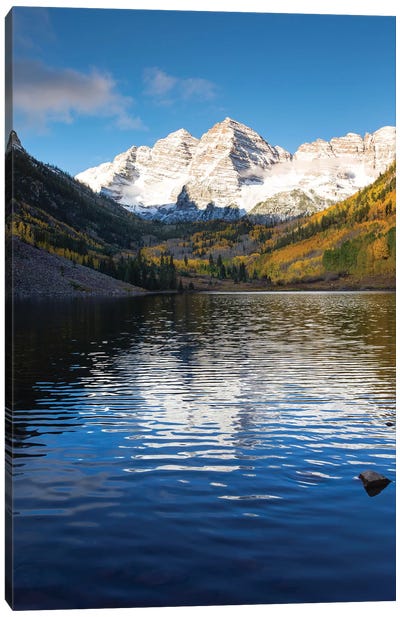 Maroon Lake, Maroon Bells, Maroon Creek Valley, Aspen, Pitkin County, Colorado, USA I Canvas Art Print