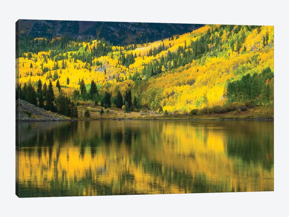 Maroon Lake, Maroon Bells, Maroon Creek Valley, Aspen, Pitkin County, Colorado, USA III by Panoramic Images 1-piece Canvas Artwork