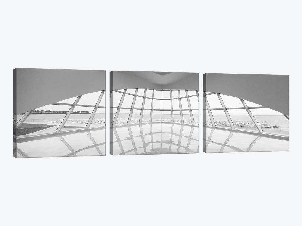 Milwaukee Art Museum, Milwaukee, Wisconsin, USA (Black And White) by Panoramic Images 3-piece Canvas Art Print