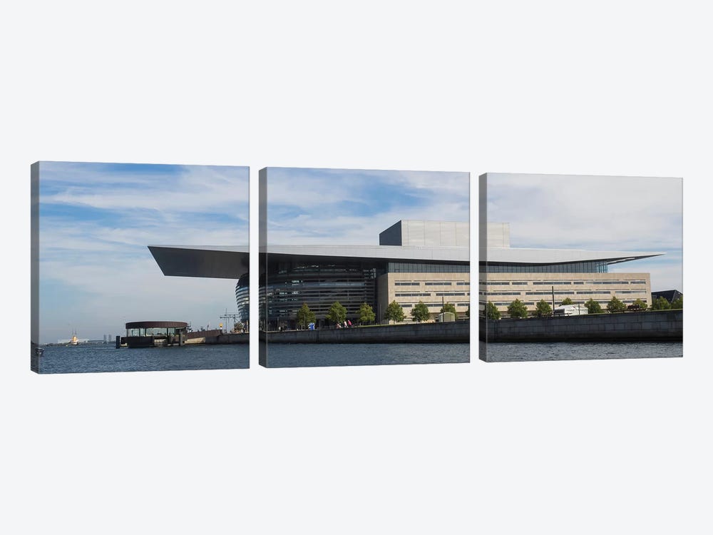 Modern Building At The Waterfront, Copenhagen Opera House, Holmen, Copenhagen, Denmark by Panoramic Images 3-piece Canvas Artwork