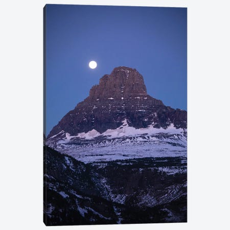 Moon Over Mountain Peak, Glacier National Park, Montana, USA Canvas Print #PIM14748} by Panoramic Images Canvas Artwork