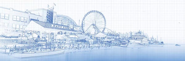 Navy Pier And Skyline At The Waterfront, Chicago, USA