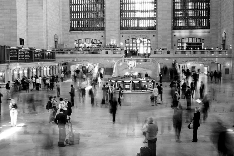 Passengers At Grand Central Station, Manhattan, NYC, New York State, USA (Black And White)