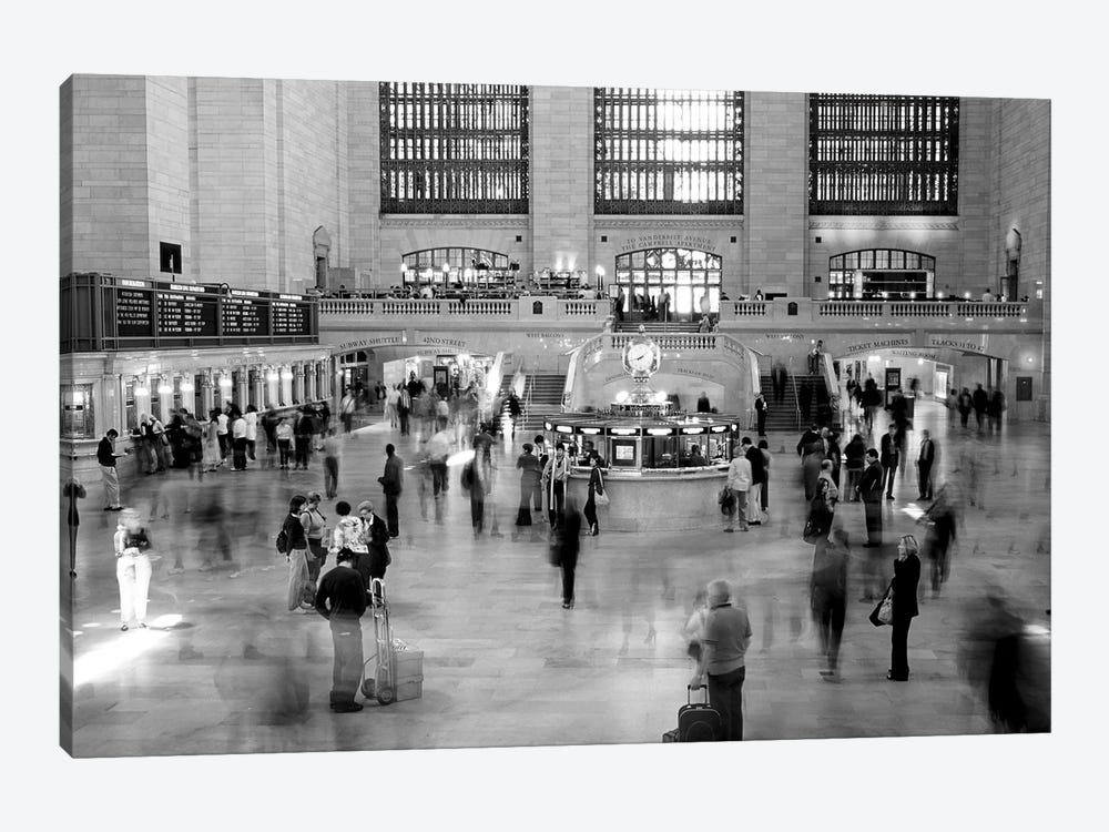 Passengers At Grand Central Station, Manhattan, NYC, New York State, USA (Black And White) by Panoramic Images 1-piece Canvas Print