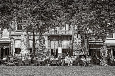 People At Sidewalk Café, Het Plein, The Hague, South Holland, Netherlands by Panoramic Images canvas print