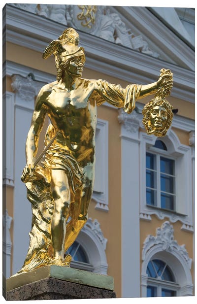 Perseus Statue At Grand Cascade In Peterhof Grand Palace, Petergof, St. Petersburg, Russia Canvas Art Print - Famous Palaces & Residences