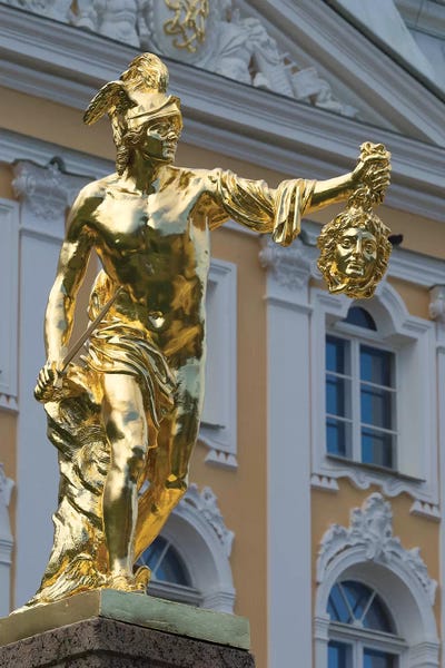 The Grand Palace: Perseus Statue At Grand Cascade In Peterhof Grand Palace, Petergof, St. Petersburg, Russia by Panoramic Images