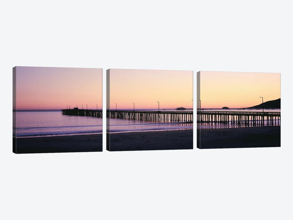 Pier At Sunset, Avila Beach Pier, San Luis Obispo County, California, USA by Panoramic Images 3-piece Canvas Wall Art