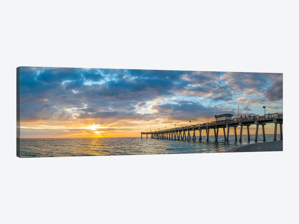 Pier In Atlantic Ocean At Sunset, Venice, Sarasota County, Florida, USA by Panoramic Images 1-piece Canvas Artwork