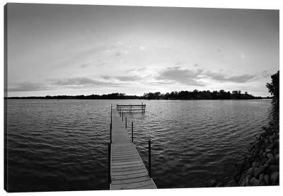 Pier In Lake Minnetonka, Minnesota, USA (Black And White) Canvas Art Print - Minnesota Art