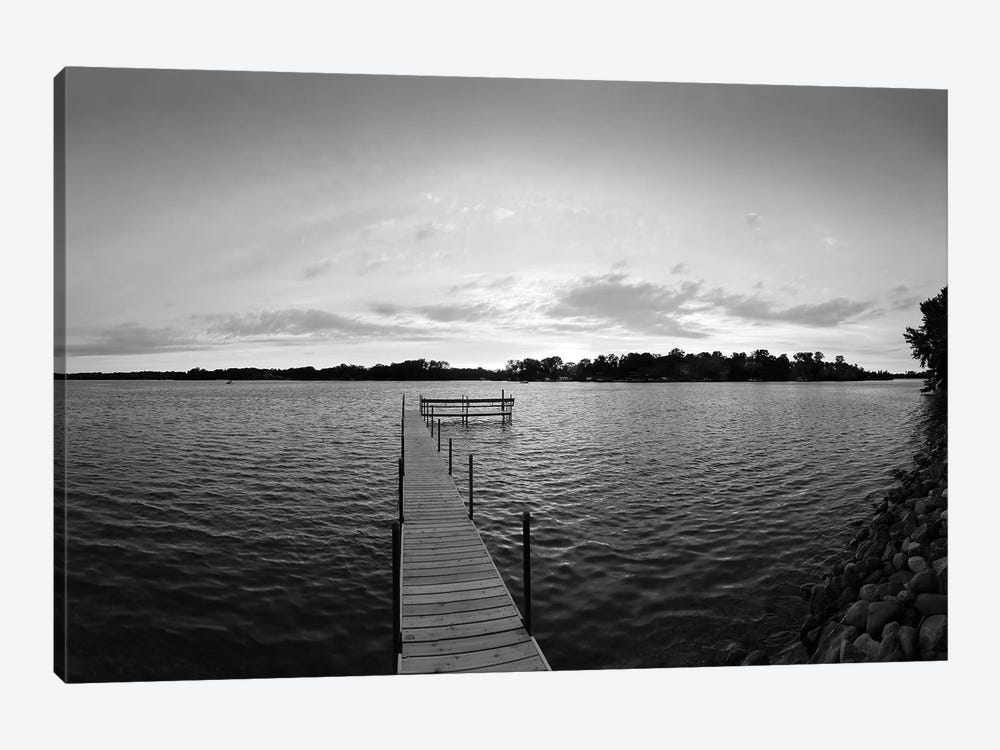 Pier In Lake Minnetonka, Minnesota, USA (Black And White) by Panoramic Images 1-piece Canvas Print
