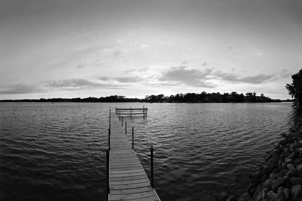 Minnesota: Pier In Lake Minnetonka, Minnesota, USA (Black And White) by Panoramic Images